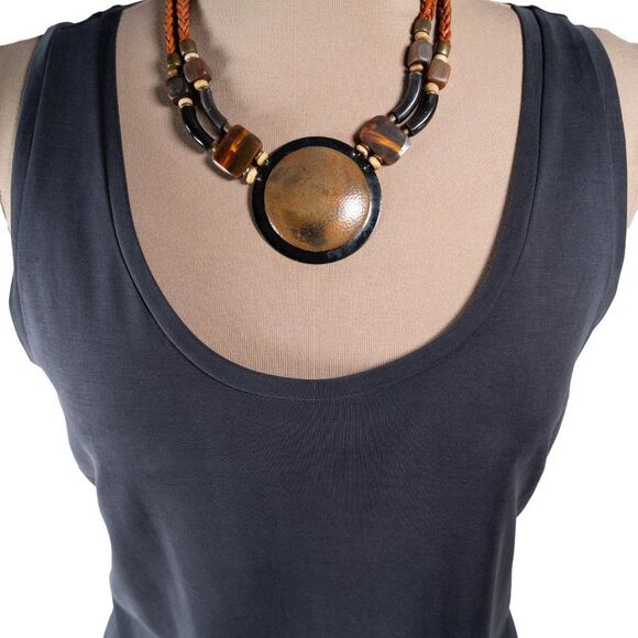 Ann Taylor Loft Petite Grey Mixed Media Tank - Picture 3 of 7